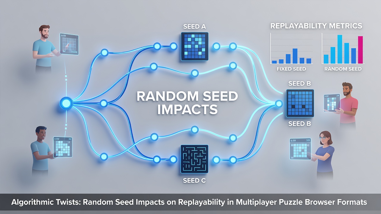 Multiplayer browser puzzle session showing synchronized seed-driven layouts across devices