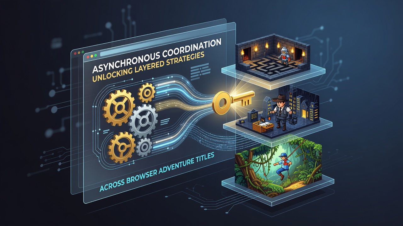 Players coordinating actions in a browser-based adventure game interface showing shared maps and timed decision trees
