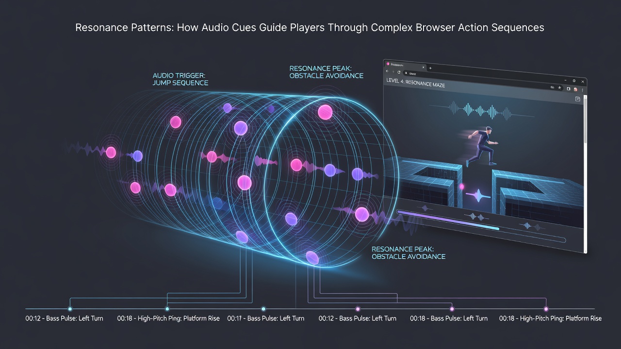 Close-up of waveform visualization synced to character movement in a browser action game