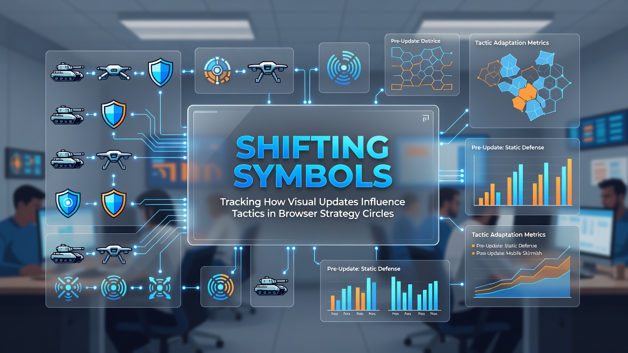 Visual representation of evolving symbols and icons in browser-based strategy game interfaces
