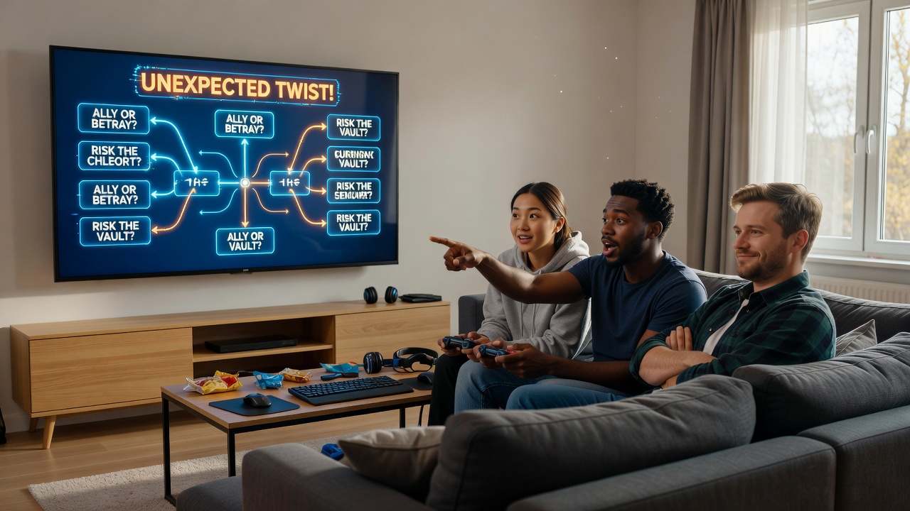 Multiple users reacting to a sudden branch change during a shared decision sequence in an online casual game